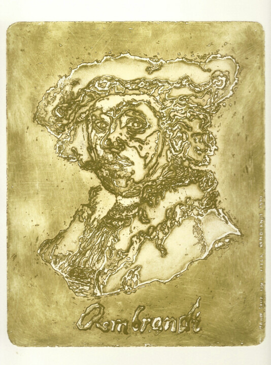 Εκτυπώσεις & Χαρακτικά με τίτλο "Homage to Rembrandt" από Mandy Sand, Αυθεντικά έργα τέχνης, Χαρακτική