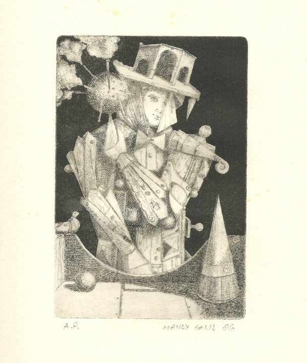 Incisioni, stampe intitolato "Magician" da Mandy Sand, Opera d'arte originale, incisione