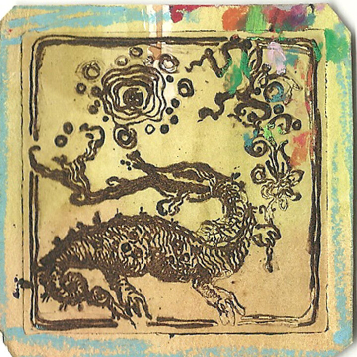 Gravures & estampes intitulée "Dragon" par Mandy Sand, Œuvre d'art originale, Eau-forte