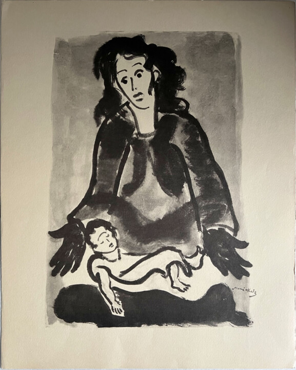 Prenten & gravures getiteld "La mère et l'enfant" door Mané Katz, Origineel Kunstwerk, Lithografie
