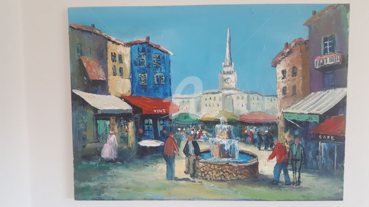 Peinture intitulée "La pétanque à berge…" par Sultana24, Œuvre d'art originale, Huile