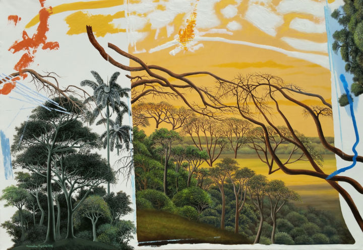 Pintura titulada "Landscape from insi…" por Marcelino Vizcaino, Obra de arte original, Acrílico