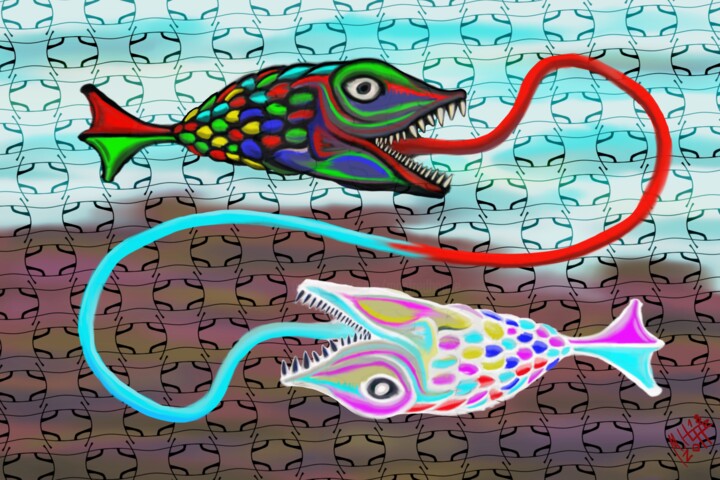 Arte digital titulada "Fischzungenauge" por Manfred Hoppe, Obra de arte original, Pintura Digital