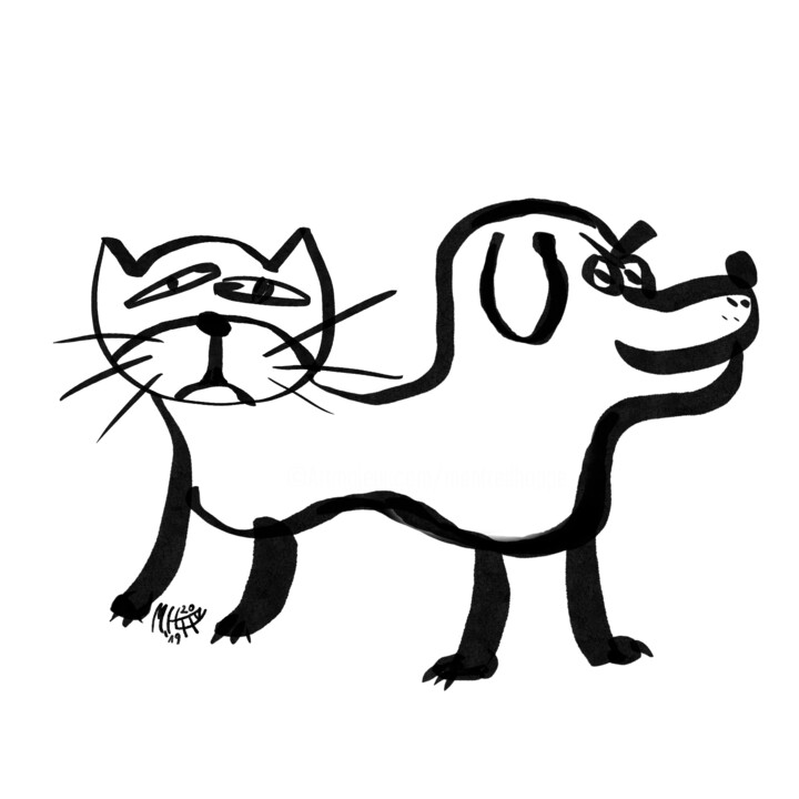 Digital Arts titled "Catdog" by Manfred Hoppe, Original Artwork, 2D Digital Work