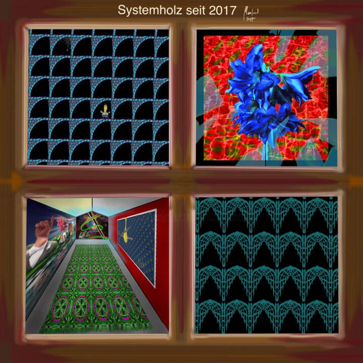 Digitale Kunst mit dem Titel "Systemholz" von Manfred Hoppe, Original-Kunstwerk, Digitale Malerei