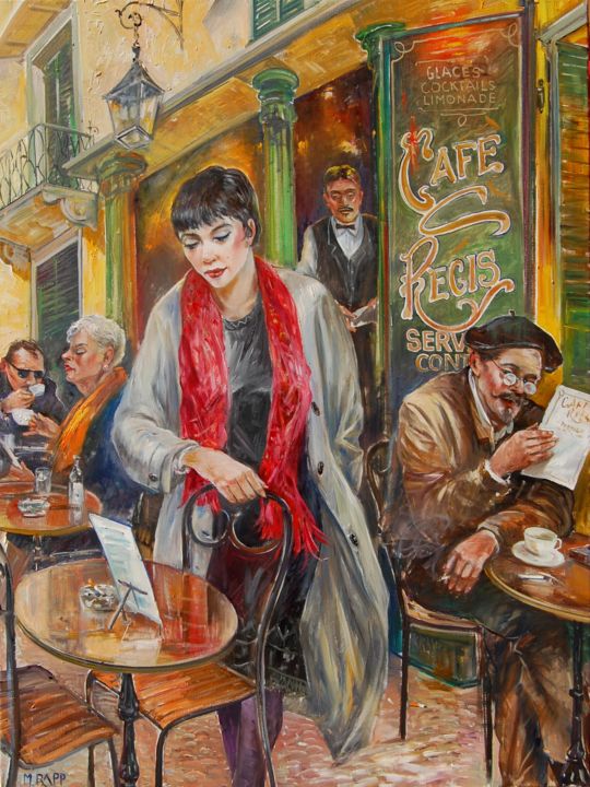 Malarstwo zatytułowany „Café Regis, Paris” autorstwa Manfred Rapp, Oryginalna praca, Olej
