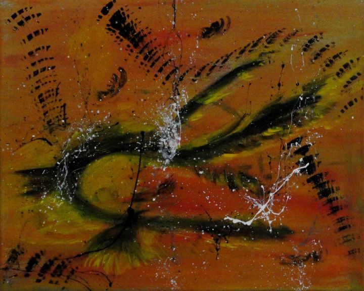 Painting titled "Marks and points" by Manfred Ruehrich, Original Artwork, Acrylic