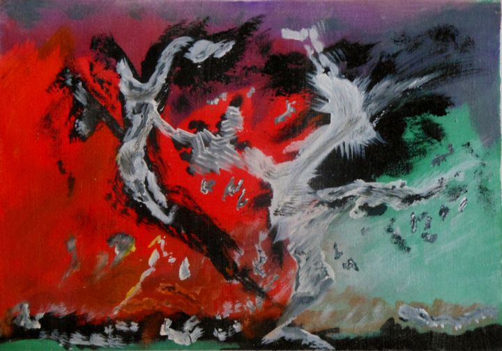Painting titled "Dance of the Titans" by Manfred Ruehrich, Original Artwork, Acrylic