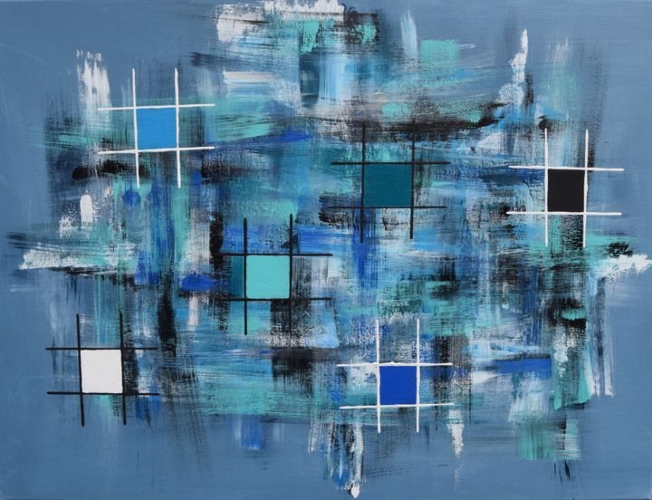 Peinture intitulée "Séquence Bleu" par Pascal Mangeot, Œuvre d'art originale, Acrylique