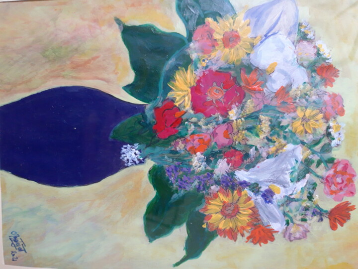 Pintura titulada "Bouquet de Fleurs d…" por Mango Park, Obra de arte original, Acrílico