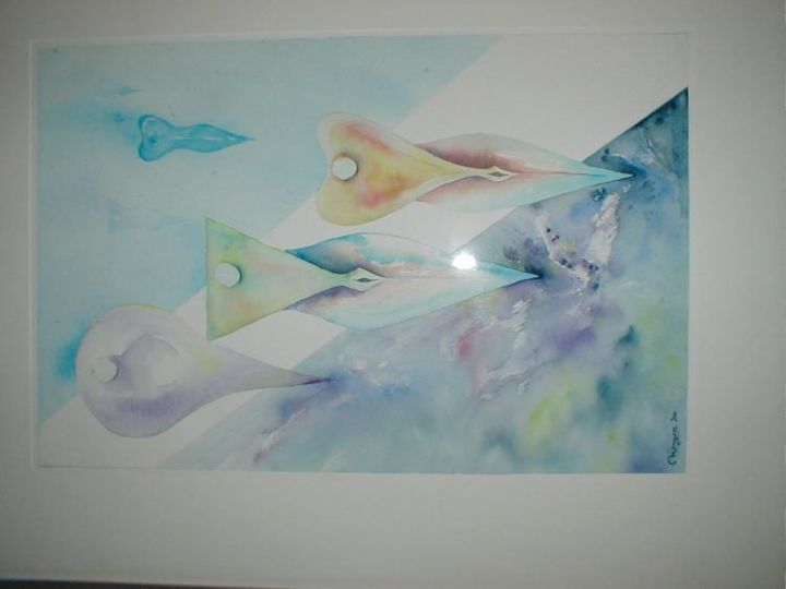 Peinture intitulée "plongée" par Michel Mangon, Œuvre d'art originale, Huile