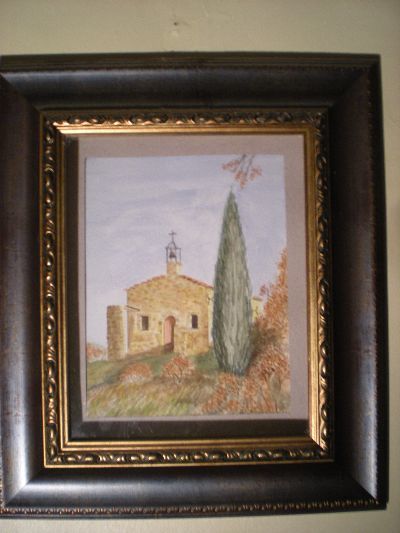 Peinture intitulée ""chapelle de pierre…" par Lionel Vanadia, Œuvre d'art originale