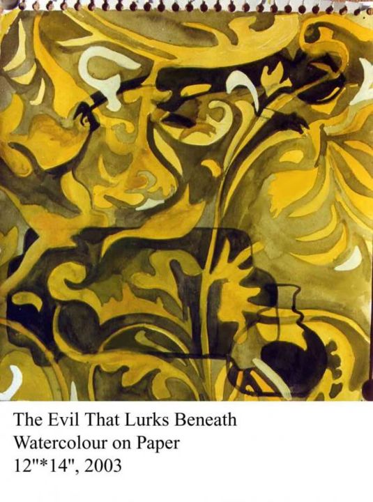 Pittura intitolato "the evil that lurks…" da Lavanya Mani, Opera d'arte originale