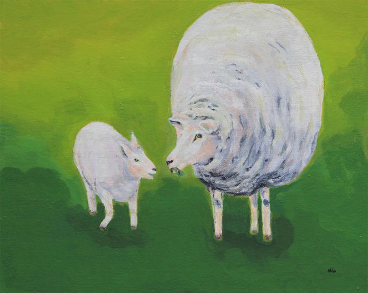 Schilderij getiteld "Maternal Love" door Mandy Leung, Origineel Kunstwerk, Olie