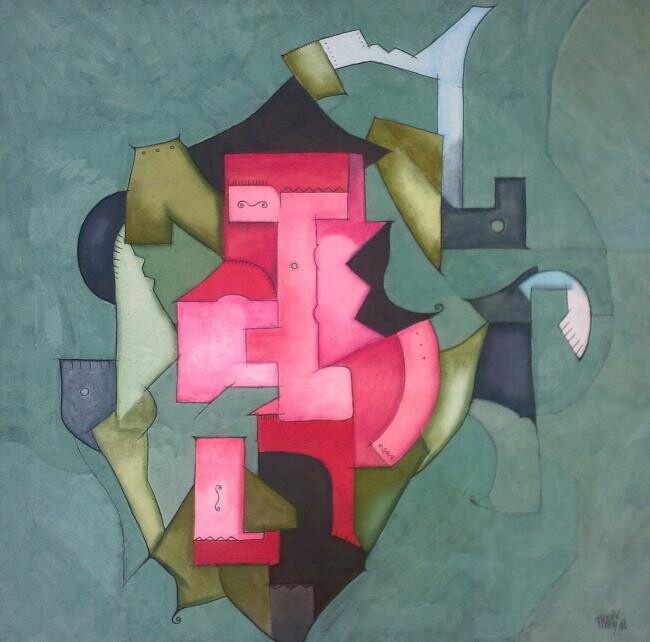 avril 2008 - Painting, 80x80 cm ©2008 by Frederique Manley -