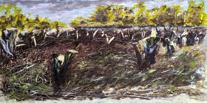 Painting titled "Xylella 5" by Annadora Mingiano, Original Artwork, Oil
