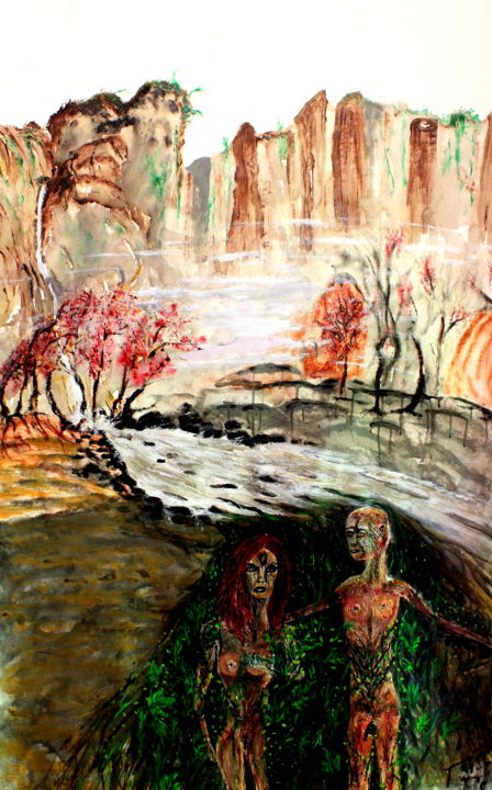 Painting titled "Paradis Perdu: Daph…" by Gillsman, Original Artwork, Oil