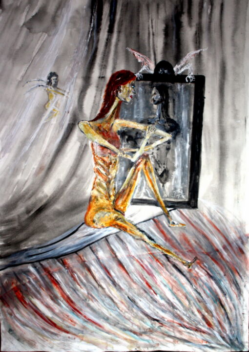 Peinture intitulée "LE MIROIR DE VENUS" par Gillsman, Œuvre d'art originale, Acrylique