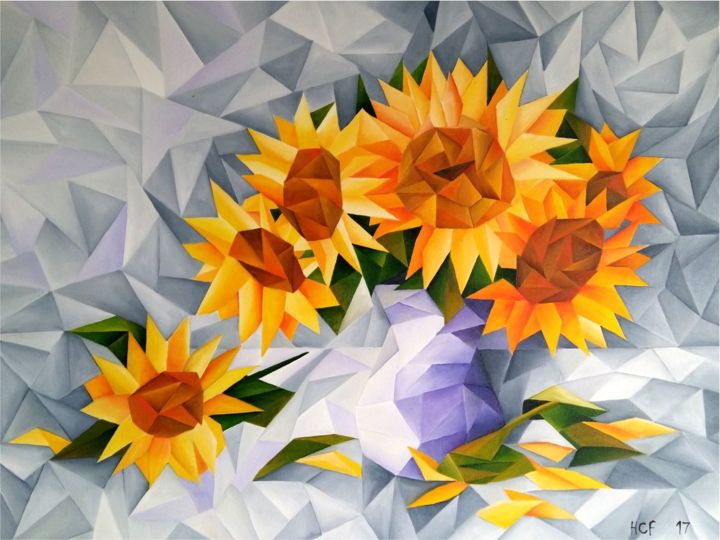 Painting titled "SUN FLOWERS" by Mano Loiro, Original Artwork, Oil