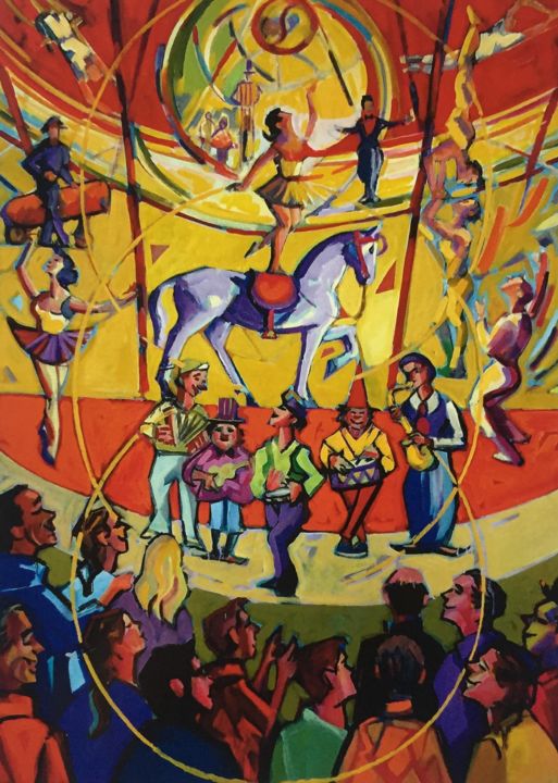 Painting titled "Circus" by Manoel Britto, Original Artwork, Analog Print