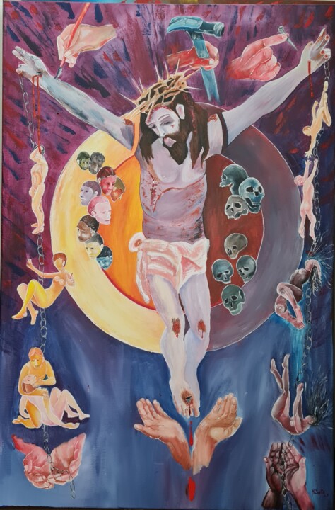 Peinture intitulée "Ecce Homo?" par Manoel Costa, Œuvre d'art originale, Acrylique