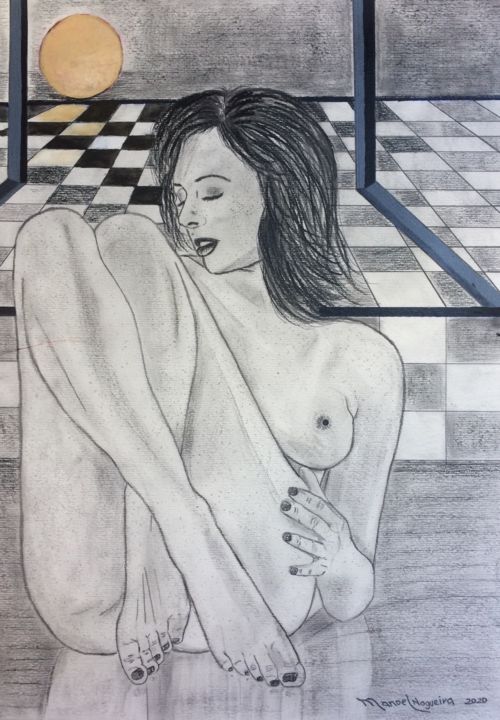 Zeichnungen mit dem Titel "Erotica 03" von Manoel Da Luz Nogueira, Original-Kunstwerk, Bleistift
