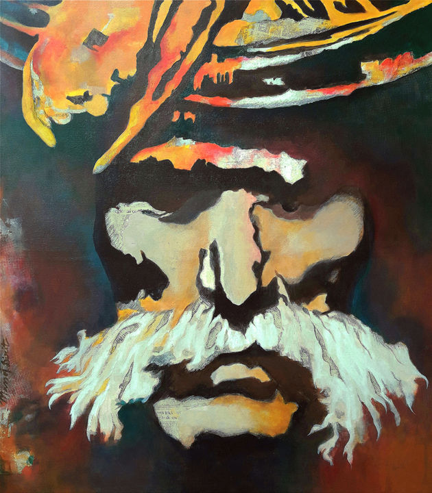 Schilderij getiteld "TURBAN OF PATRIARCHI" door Manoj Dixit, Origineel Kunstwerk, Acryl