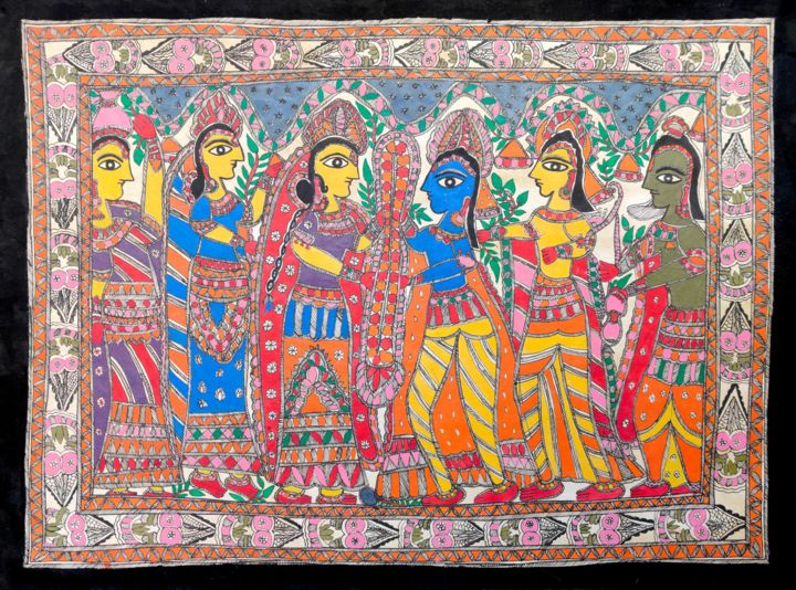 Pintura titulada "Madhubani Painting11" por Manoj Kumar, Obra de arte original, Acrílico