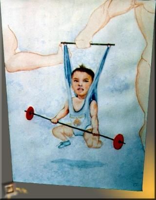Painting titled "gym" by Manolis, Original Artwork