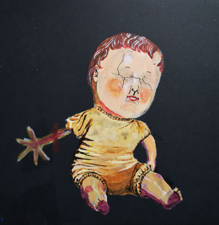 Painting titled "Still Old Toy" by Manon Tanzilli, Original Artwork, Acrylic