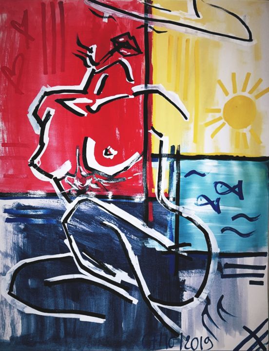 Peinture intitulée "One of the girl" par Ernest, Œuvre d'art originale, Acrylique