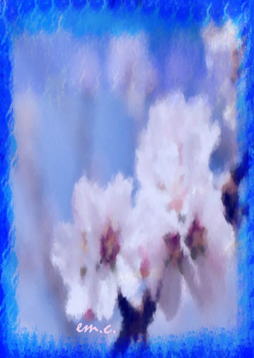 Digitale Kunst mit dem Titel "Almond Tree" von Manos Chronakis, Original-Kunstwerk, Digitale Malerei