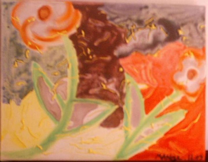 Peinture intitulée "toile.fleurs" par Manou, Œuvre d'art originale