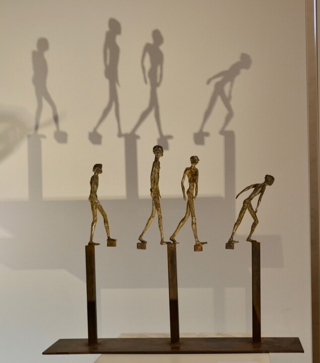 Sculpture intitulée "La Cordée" par Manoyan, Œuvre d'art originale, Bronze