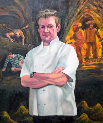 Painting titled "Gordon Ramsay in He…" by Manry Douglas, Original Artwork, Oil