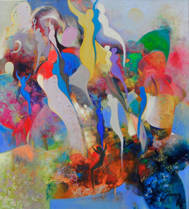 Pittura intitolato "annee-2013-huile-su…" da Sidi Mohammed Mansouri Idrissi, Opera d'arte originale, Olio