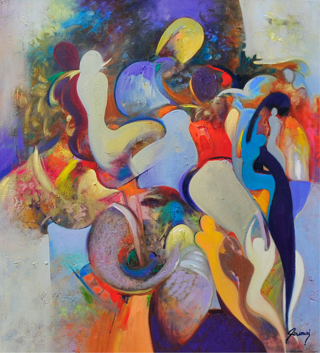 Pittura intitolato "annee-2013-huile-su…" da Sidi Mohammed Mansouri Idrissi, Opera d'arte originale, Olio