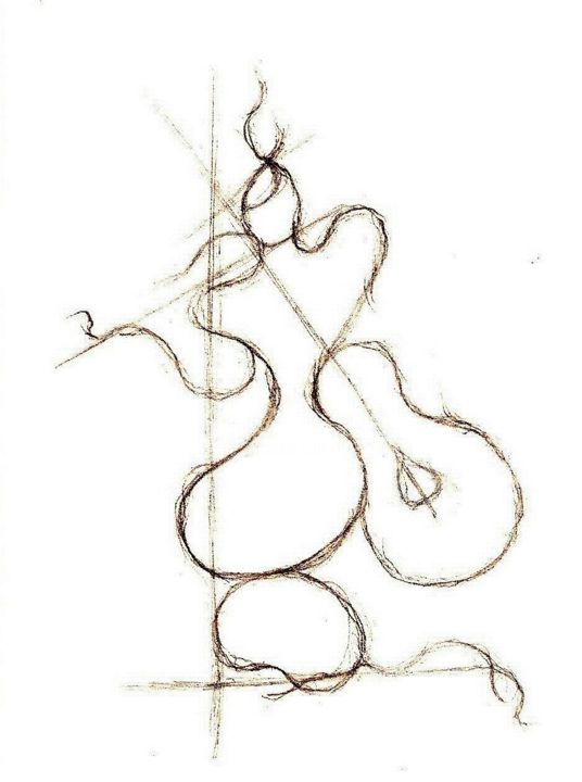 Zeichnungen mit dem Titel "'MUSICO Y BOHEMIO'…" von Manuel Santiago, Original-Kunstwerk, Bleistift