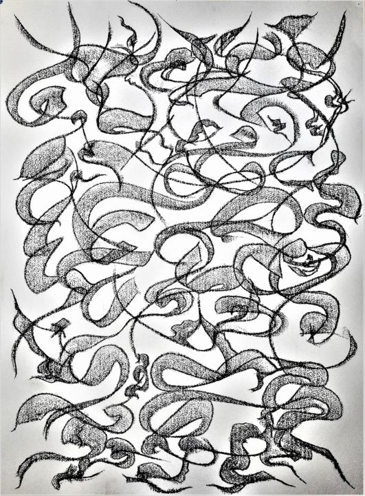 Drawing titled "'ESTUDIO UNO' 2010" by Manuel Santiago, Original Art, Charcoal
