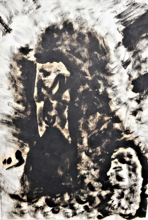 Painting titled "''ABSTRACTO' 1965" by Manuel Santiago, Original Art, Watercolor