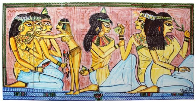 Peinture intitulée "egypt pennel" par Man Singh Nirwan, Œuvre d'art originale