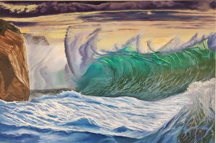 Pintura titulada "And waves sometimes…" por Mantas Naulickas, Obra de arte original, Oleo