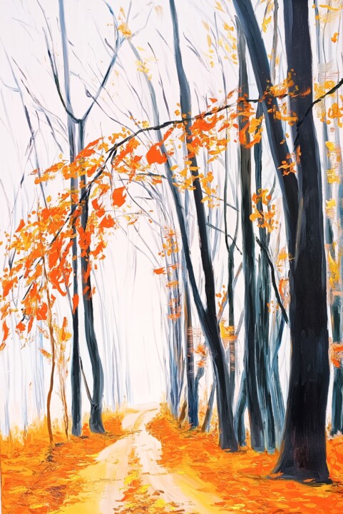 Pintura titulada "Golden Autumn" por Mantas Naulickas, Obra de arte original, Oleo