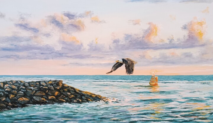 Malerei mit dem Titel "Flight" von Mantas Naulickas, Original-Kunstwerk, Öl