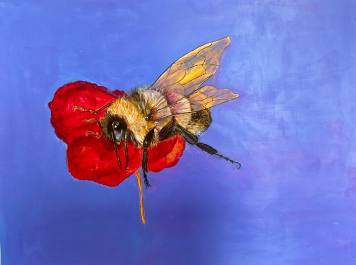 Malerei mit dem Titel "L’abeille" von Valerie Laubie, Original-Kunstwerk, Acryl