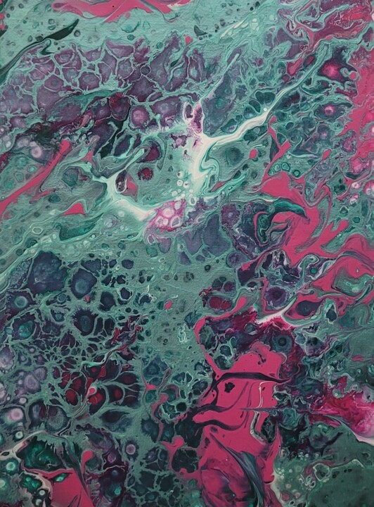 Peinture intitulée "Mint and Pink" par Manu B., Œuvre d'art originale, Acrylique
