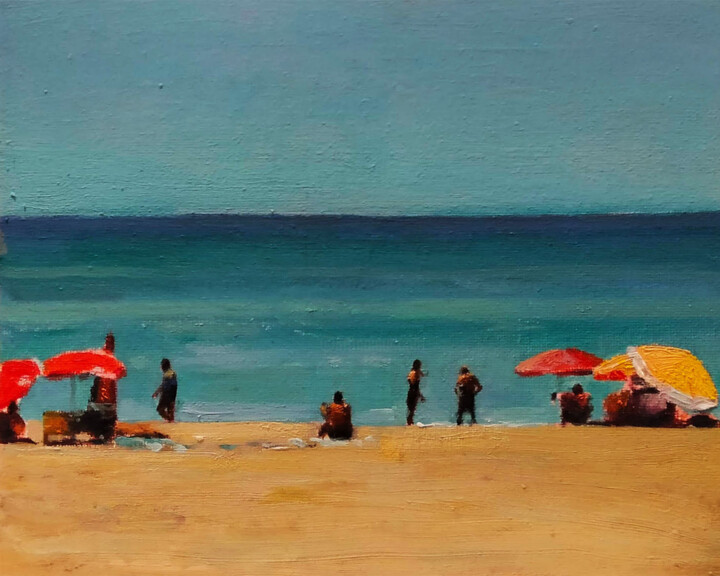 Pintura titulada "Playa I" por Manu Reina, Obra de arte original, Oleo Montado en Bastidor de camilla de madera