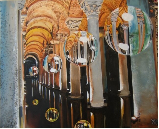 Peinture intitulée "La citerne Basiliqu…" par Manu Surreabulliste, Œuvre d'art originale