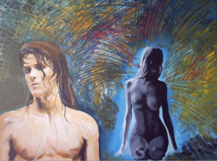 Peinture intitulée "le couple" par Manu Surreabulliste, Œuvre d'art originale