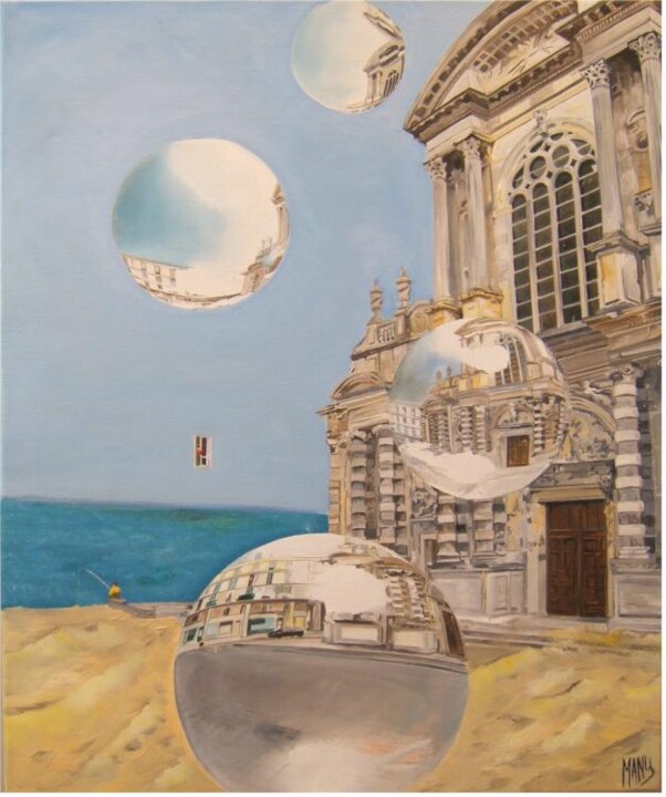 Painting titled "le pecheur de bulles" by Manu Surreabulliste, Original Artwork